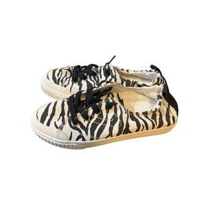 Tretorn Womens Zebra Print Lace-Up Sneakers Size 6.5 Casual Canvas Shoes